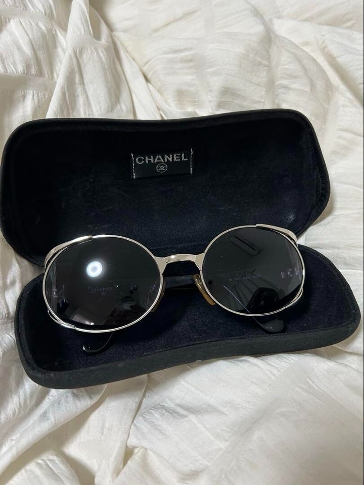 CHANEL 08848 45002 Sunglasses Silver black Frame Coco Mark