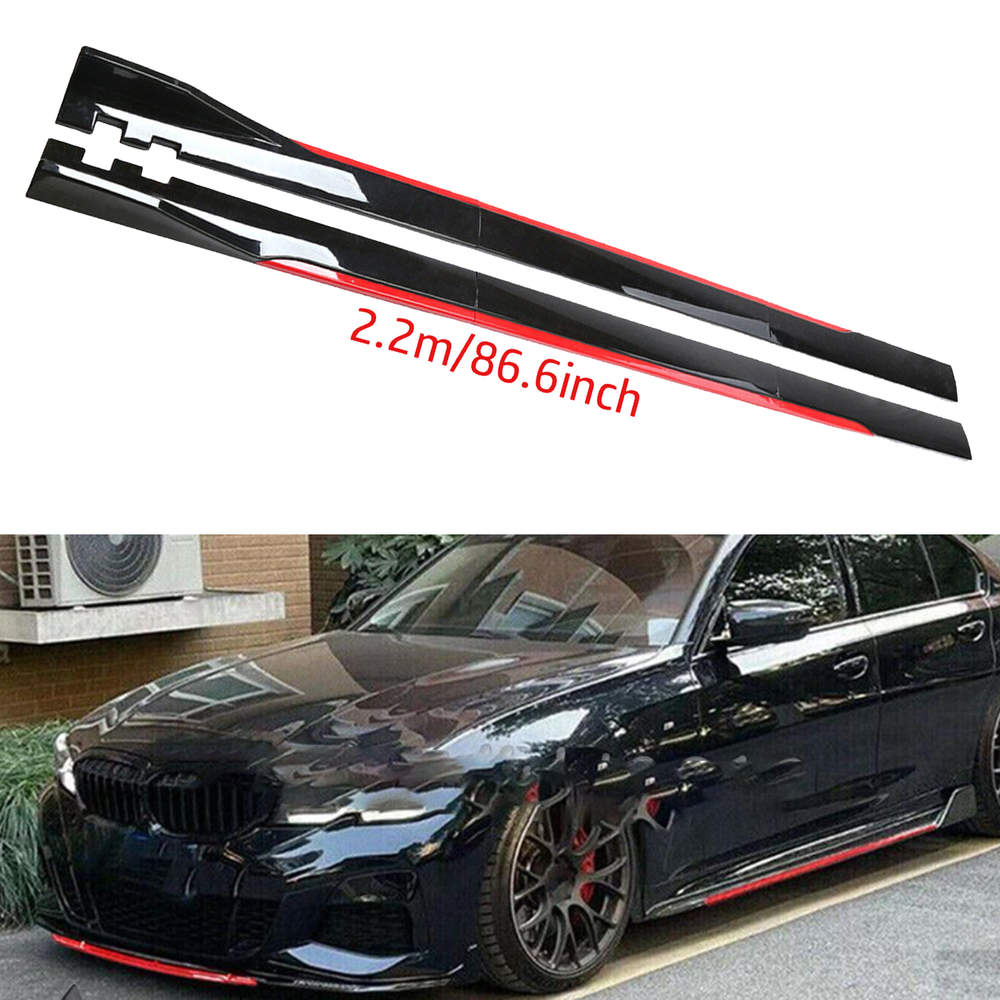 For bmw 5 Series Side Skirt Extension Body Kit Splitter Spoiler Glossy Black