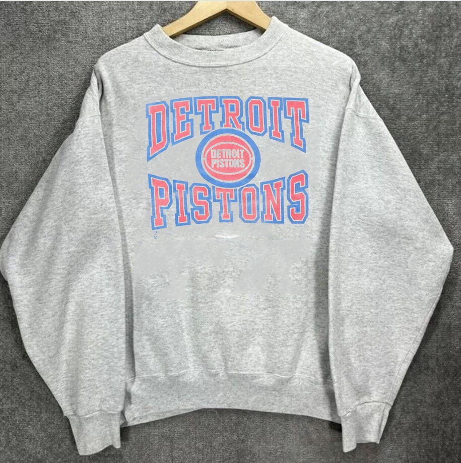 Detroit Pistons classic ash grey crewneck sweatshirt QT5710