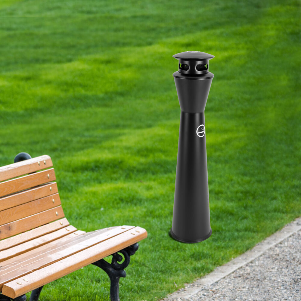 Stainless Steel Garbage Can Floor-standing Cigarette End Ashtray W/ Inner Barrel