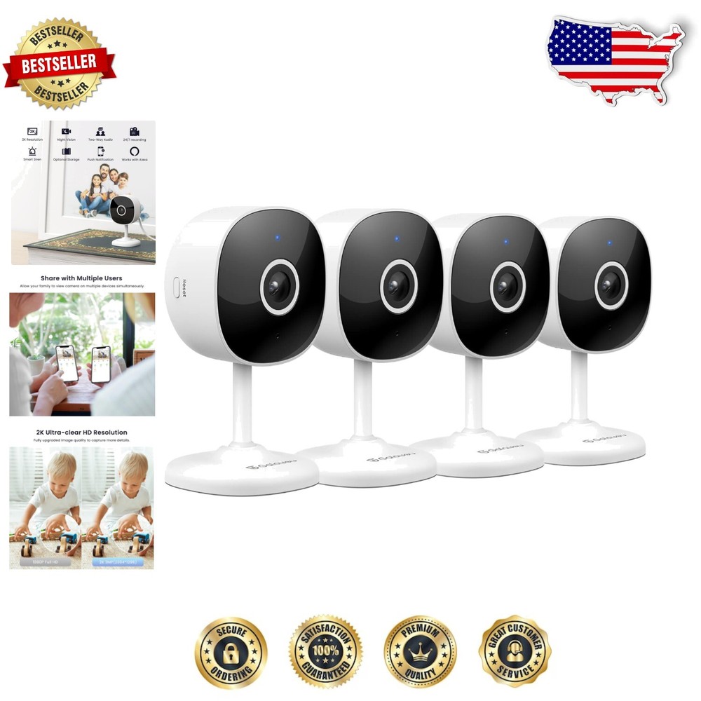 Advanced Indoor WiFi Baby Monitor System with 4 Cameras – Works with Alexa and Google Assistant