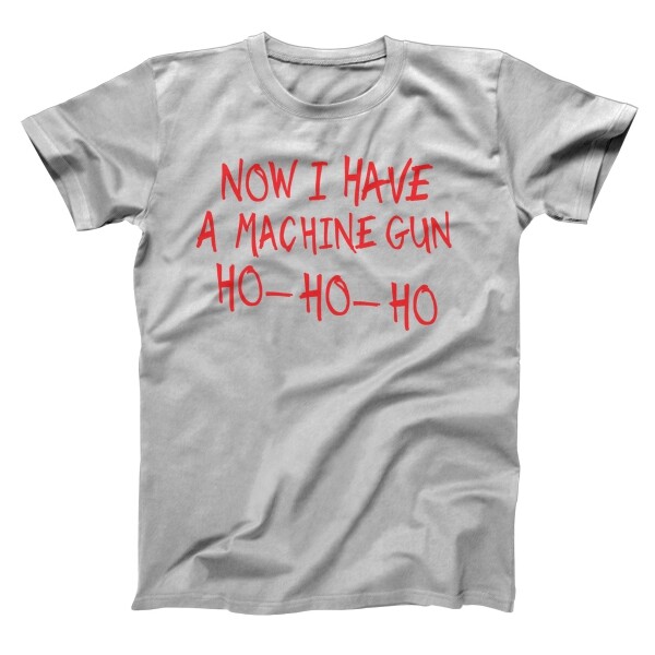 Machine Gun Ho Ho Ho Christmas Die Hard Holiday Shirt Gray Basic Men's T-Shirt