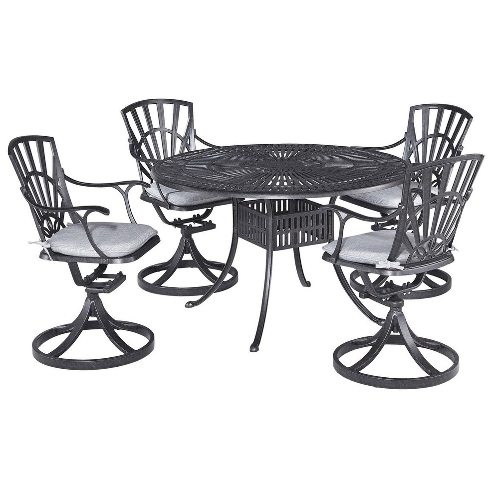 Grenada Charcoal Aluminum 5-Piece Outdoor Dining Set 49x49x29 Inches Durable Patio Furniture