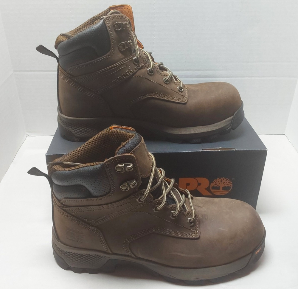 Timberland Pro Titan EV 6” Mens SZ: 8.5 Composite Safety Toe Dark Brown NEW!