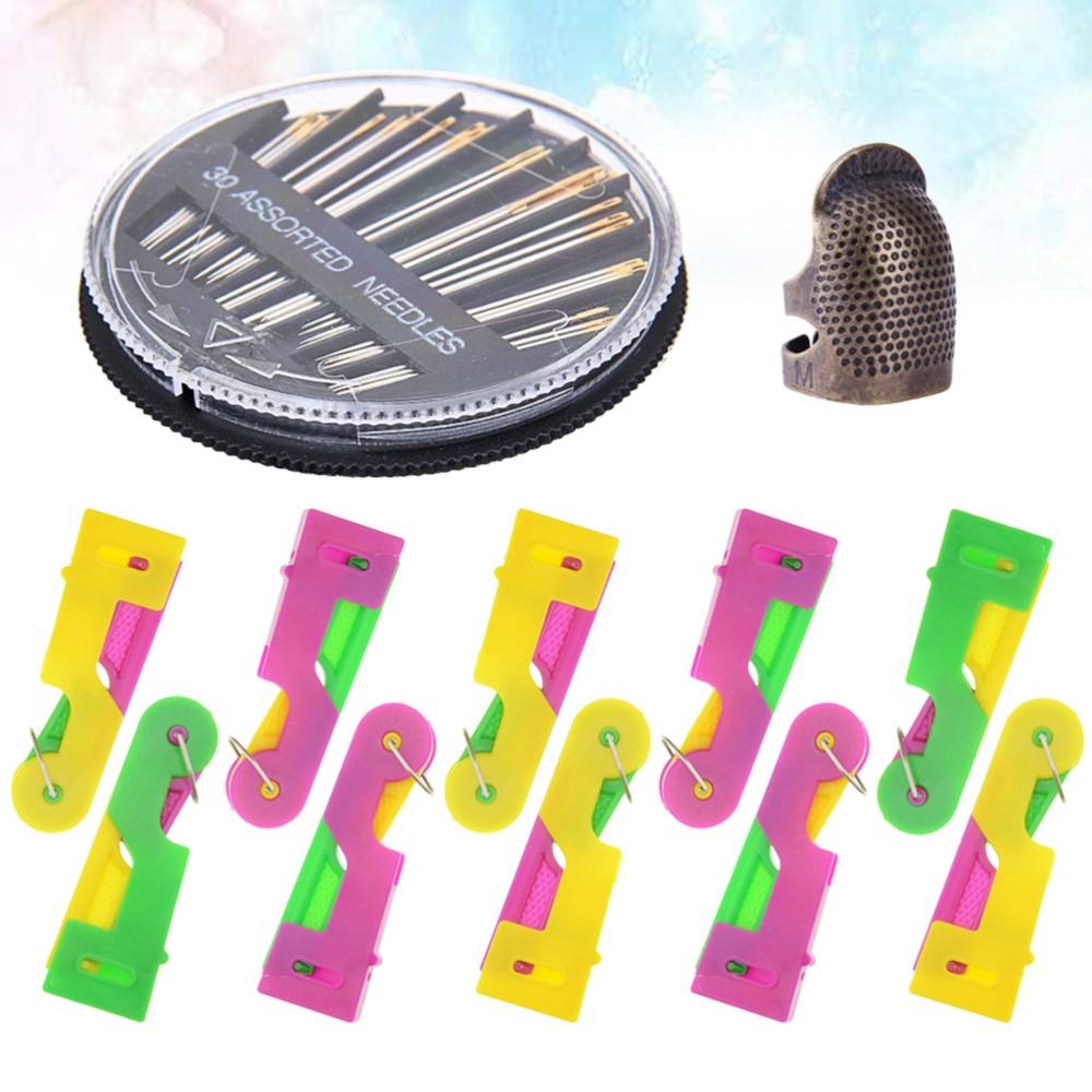 Self-Threading Needle Hand Sewing Tool with Automatic Wire Threader