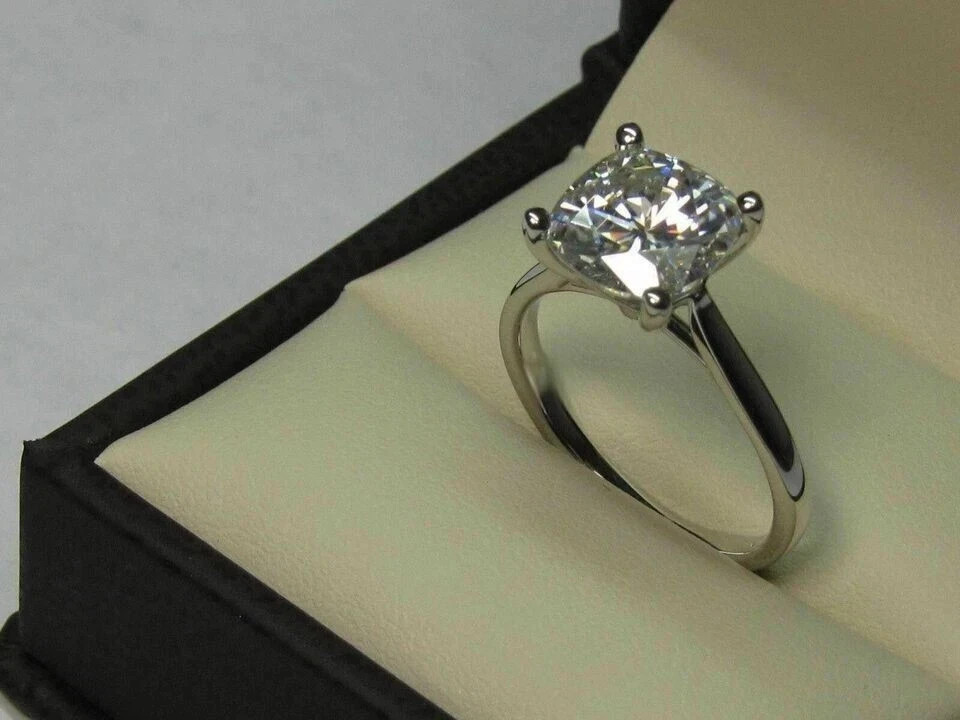 Solitaire 4.00 Ct Round Cut Lab Grown Diamond Ring 925 Sterling Silver