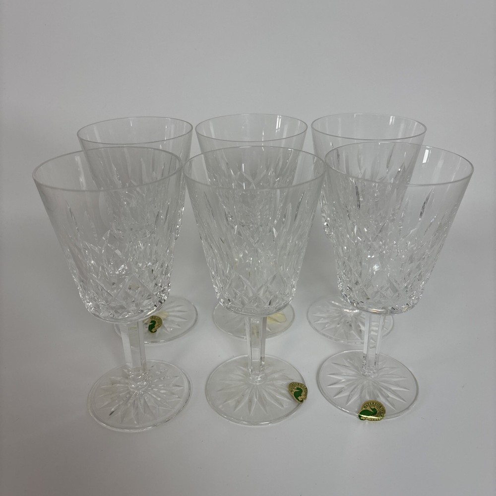 Set of 6 Waterford Crystal Lismore Water Goblets Glasses 6 7/8