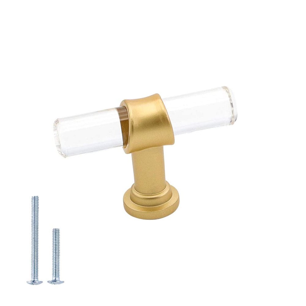 GoldenWarm 5-Pack Gold Crystal Cabinet Drawer Knobs - LS9165GD