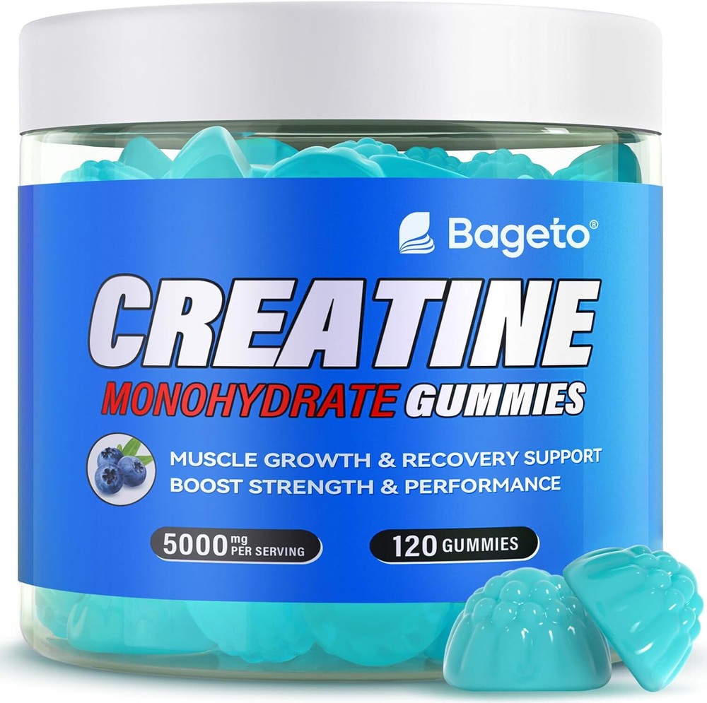 Bageto Creatine Monohydrate Gummies - 5000mg - Blueberry - 120 ct - 11/2026