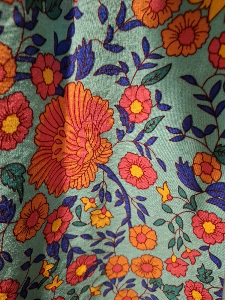 R Vivimos Bohemian Boho Women's XL Dress Aqua Floral