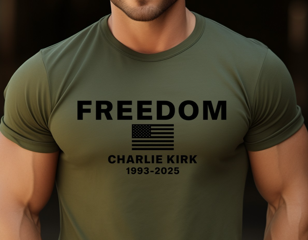 Charlie Kirk Freedom USA American Flag Patriotic T-Shirt