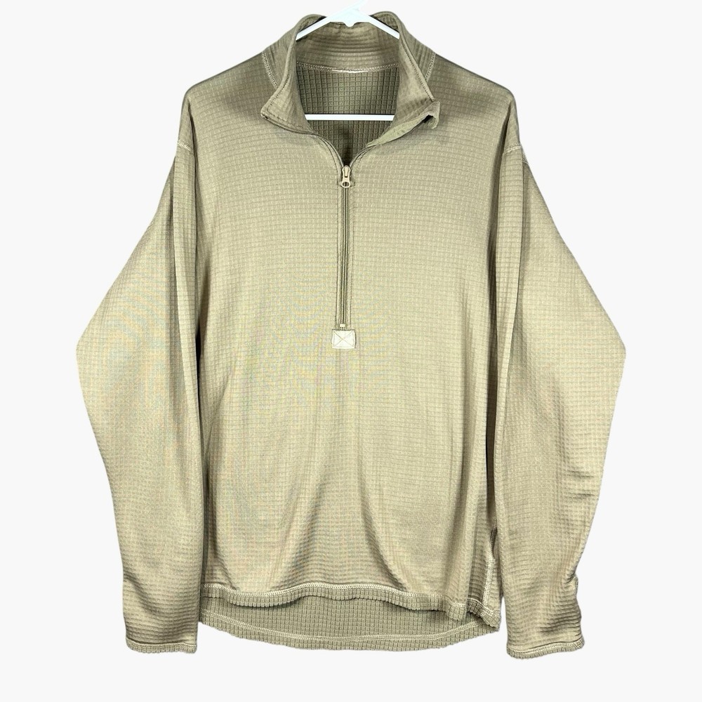 US Army Mid Weight Cold Weather Shirt M Polartec Waffle Thermal Khaki (no tag)