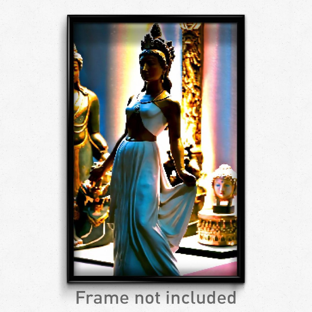 Pixel Art Poster: 8-Bit Psychedelic Trippy Video Game Statue Print