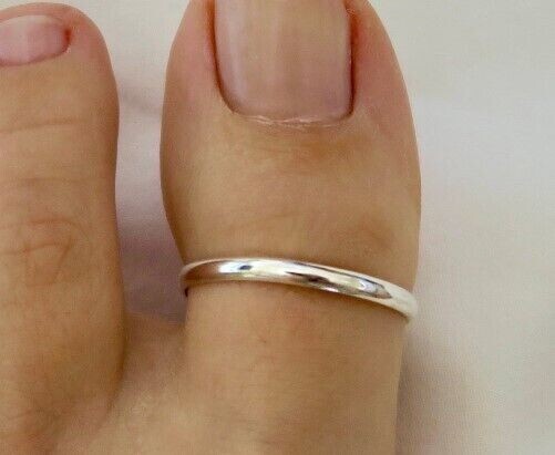 Solid Metal 925 Silver Women's Big Adjustable Band Toe Ring White Gold Plated