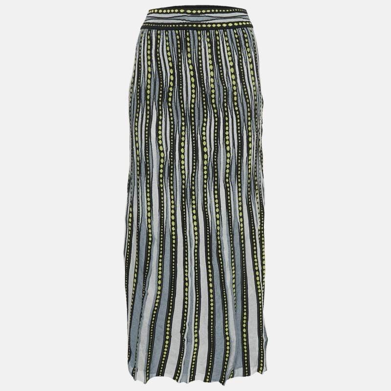M Missoni BlueBlack Patterned Lurex Knit Maxi Skirt S