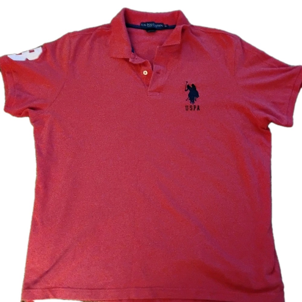 US POLO ASSN Mens Size XXL  Red Polo Shirt Embroidered Big Pony Logo 3