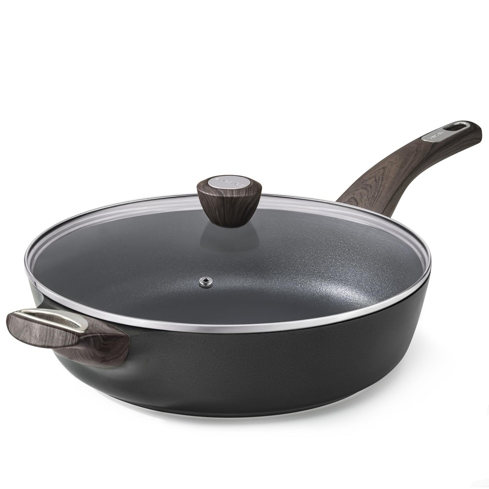Nonstick Deep Frying Pan Skillet with Lid 13.3 Inch 6 Qt Large Cookware
