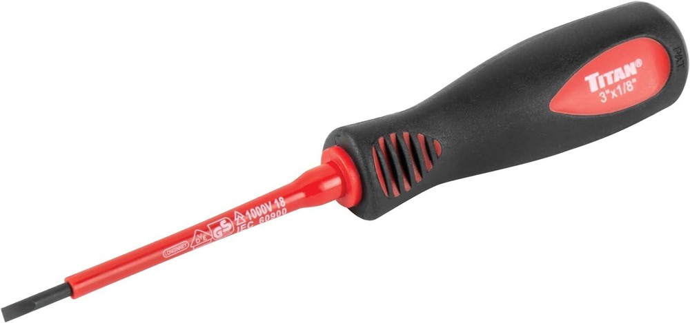 Titan Tools Insulated Screwdriver Slotted Vde 1000V, 1/8