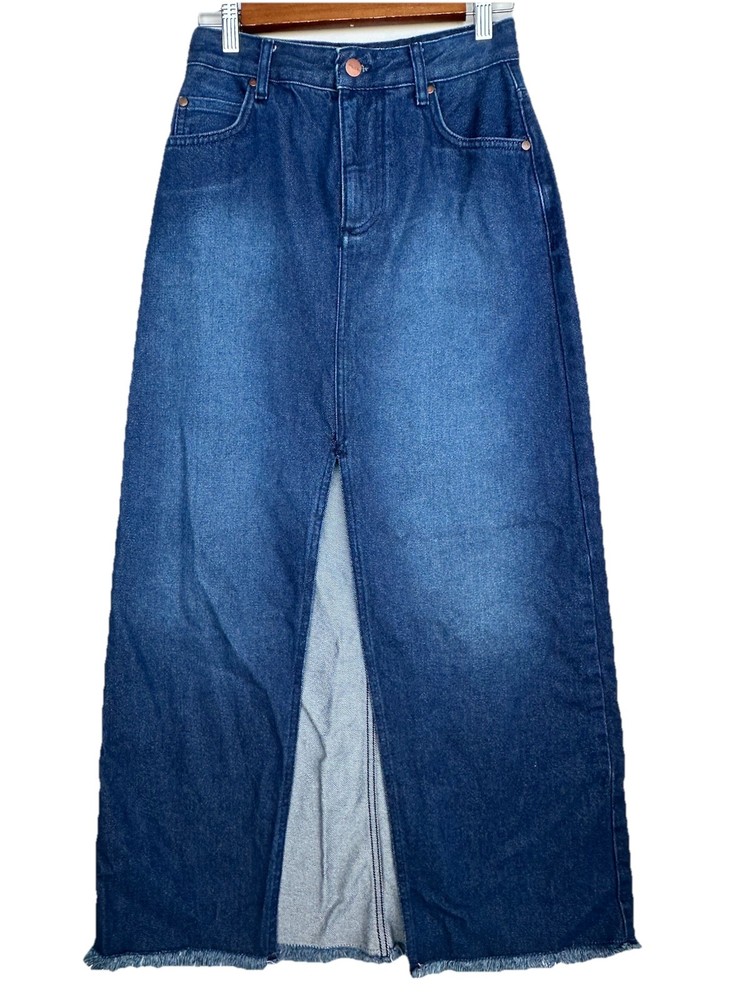 ANTHROPOLOGIE x PILCRO Denim Midi Maxi Skirt Medium Wash Women's Size 2