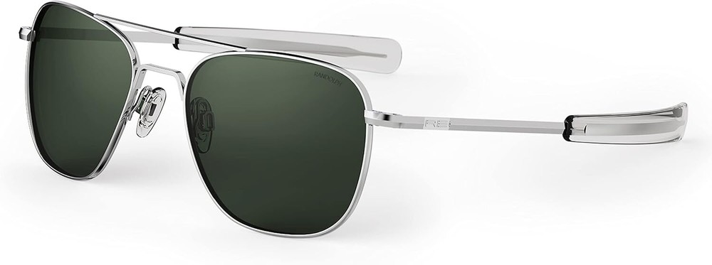 Unisex 55mm Bright Chrome Aviators with AGX Green Polarized Lenses - Made in USA