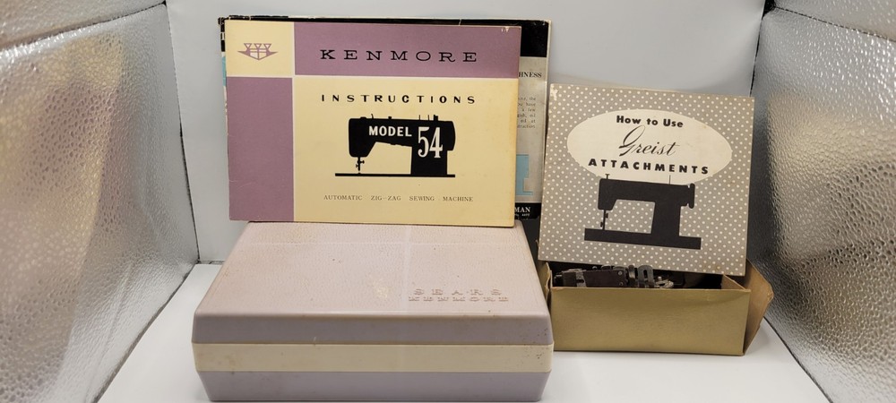 Vintage Sears Kenmore Model 54 Sewing Machine Instructions, Accessories, Greist