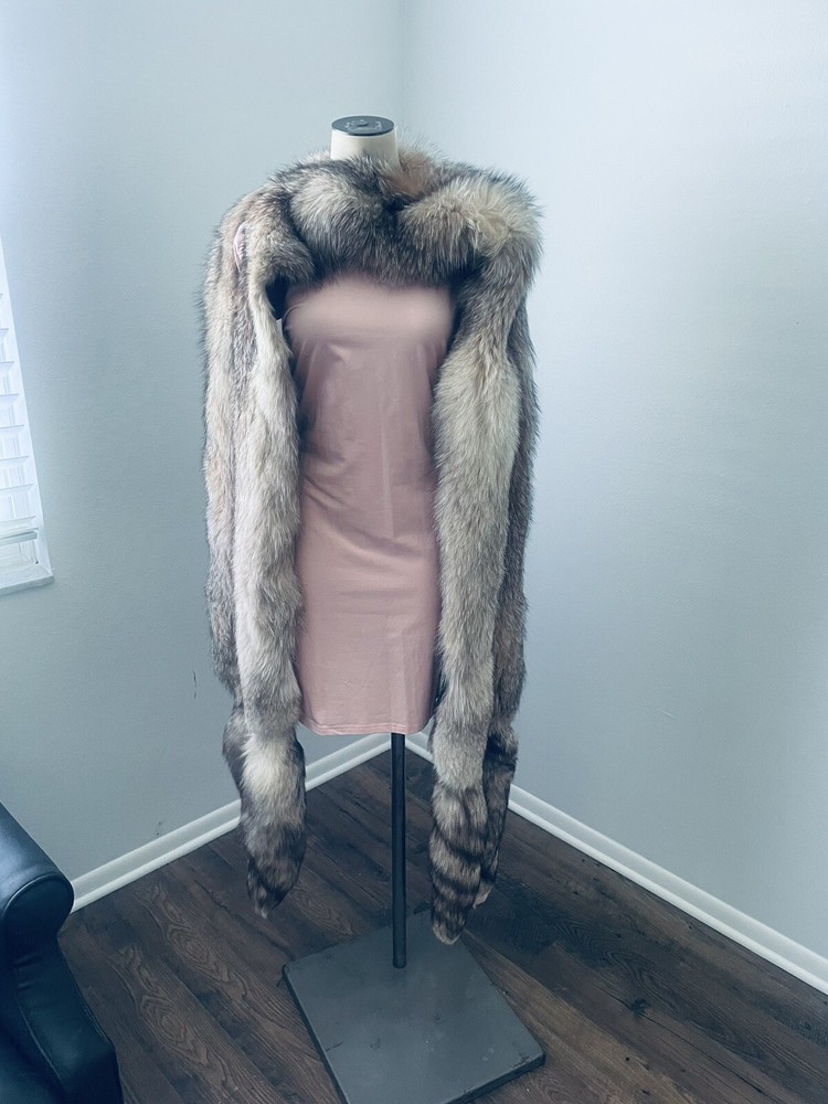 OSCAR DE LA RENTA Crystal Fox Fur RUNWAY Stole Wrap Scarf Very RARE! *limited*