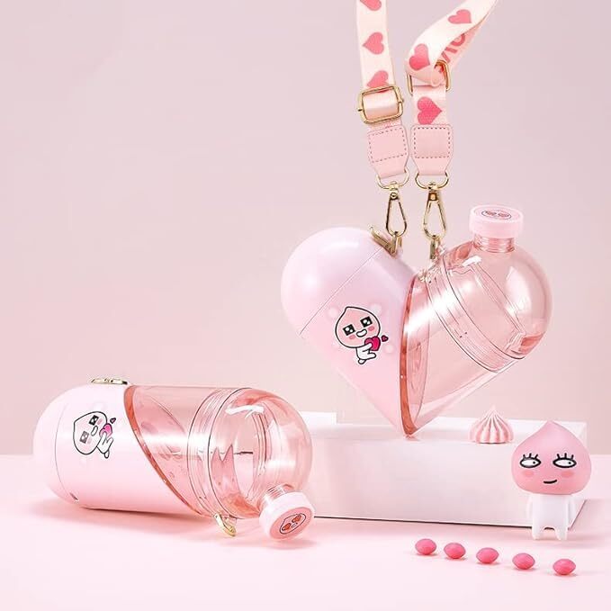 NONOO Back To School Water Bottle Cute Water Bottle With Snack Compartment&St...-image