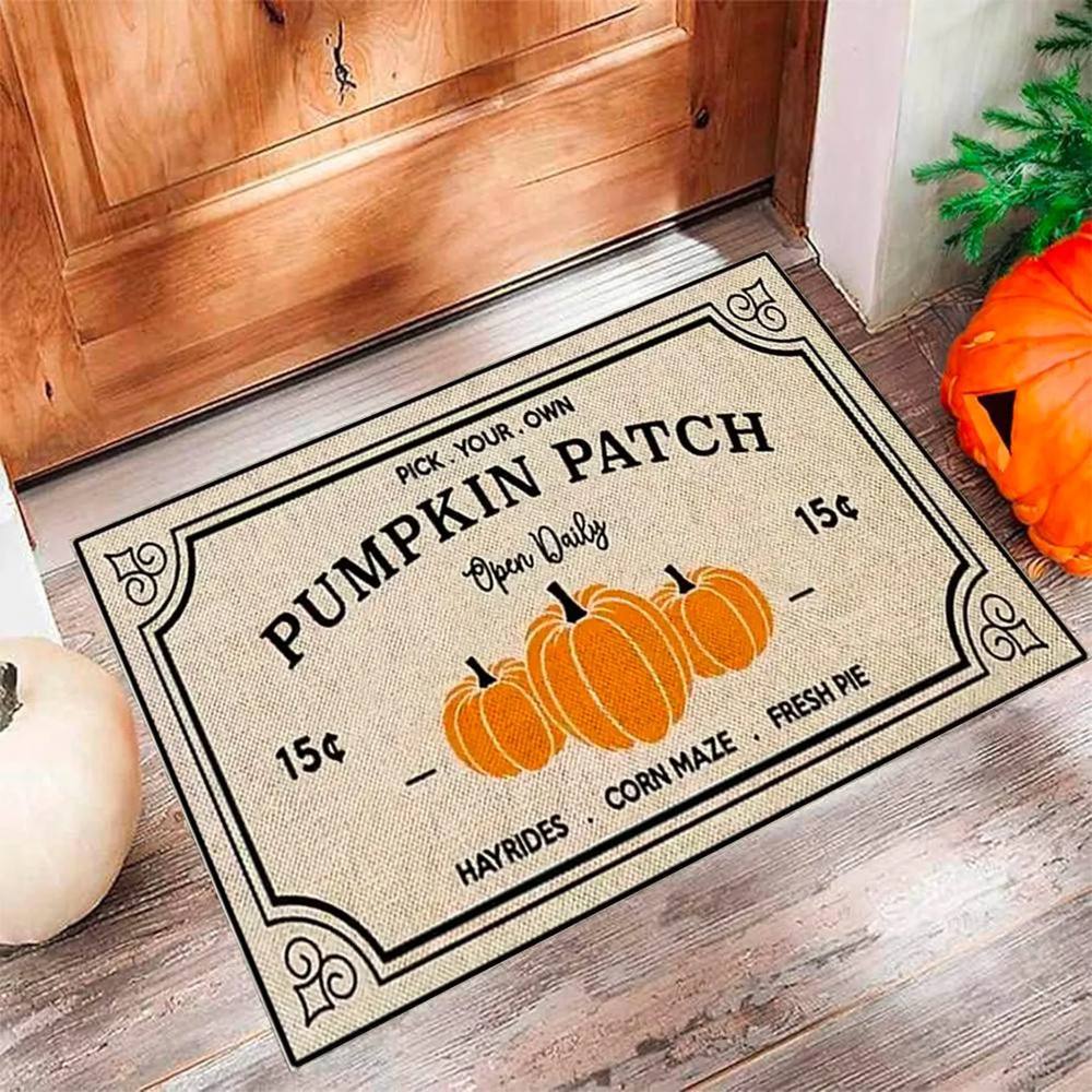 Thanksgiving Pumpkin DOORMAT RUBBER All Over Print Best Price Father Day Gift-image