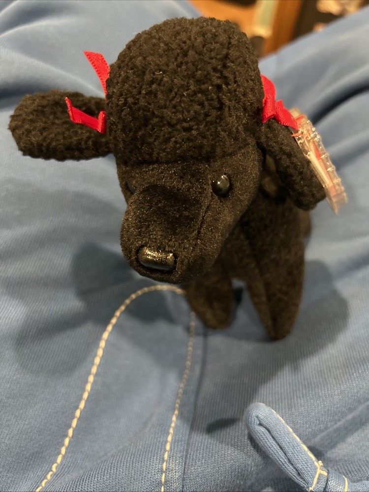 Gigi 1998 Ty Beanie Baby 6in Black Plush French Poodle Puppy Dog Boys Girls 4191