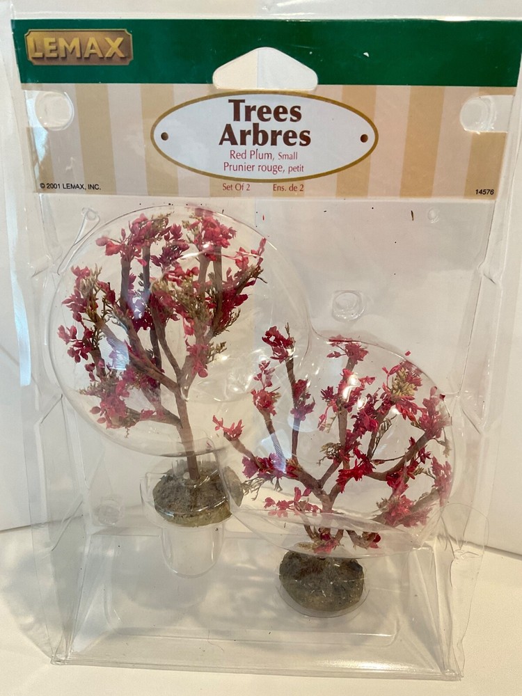 Lemax 2001 Christmas Village Red Plum Small Tree Set 14576