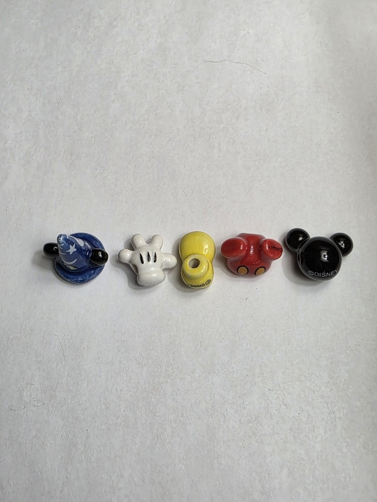 Disney Ceramic Beads Set Of 5 Mickey Sorcerer Hat Gloves Pants Ears Shoe