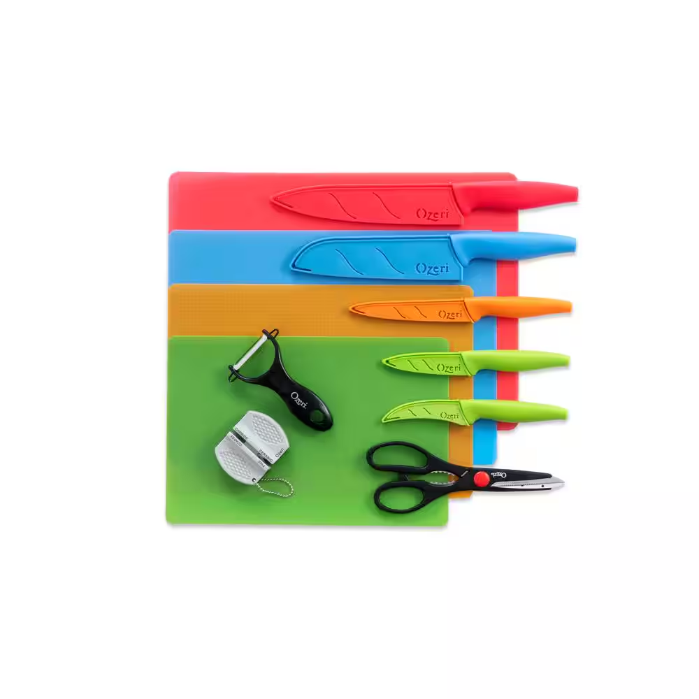 Elite Chef 17-Piece Stainless Steel Knife & Cutting Mat Set, in Color