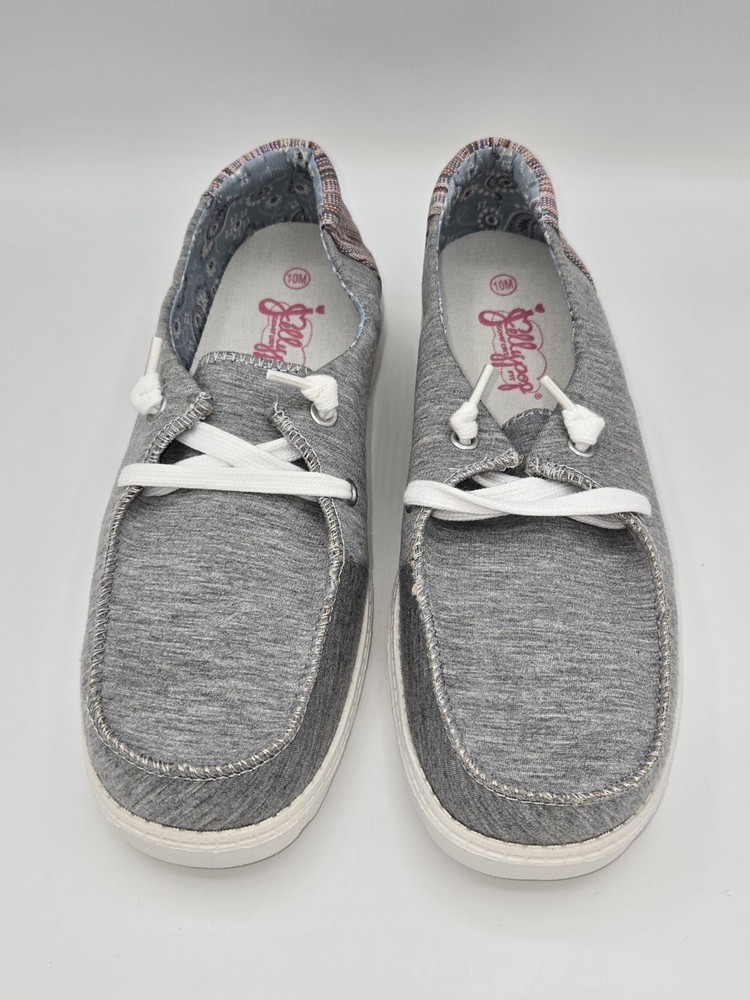 Jellypop Gray Canvas Boat Shoes Casual Comfort Slip-On Loafers Size 10
