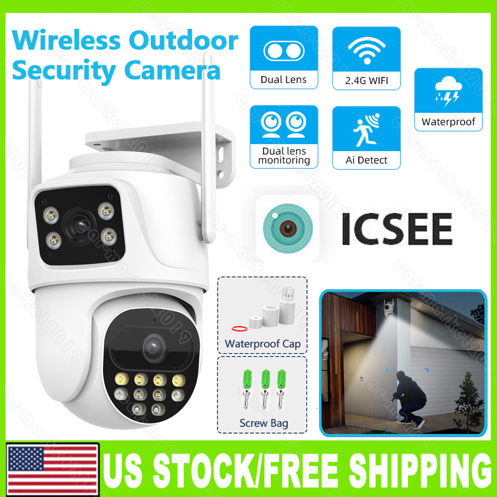 WiFi Security Camera 6MP Dual Lens Wireless Outdoor CCTV PTZ IP Night Vision Cam