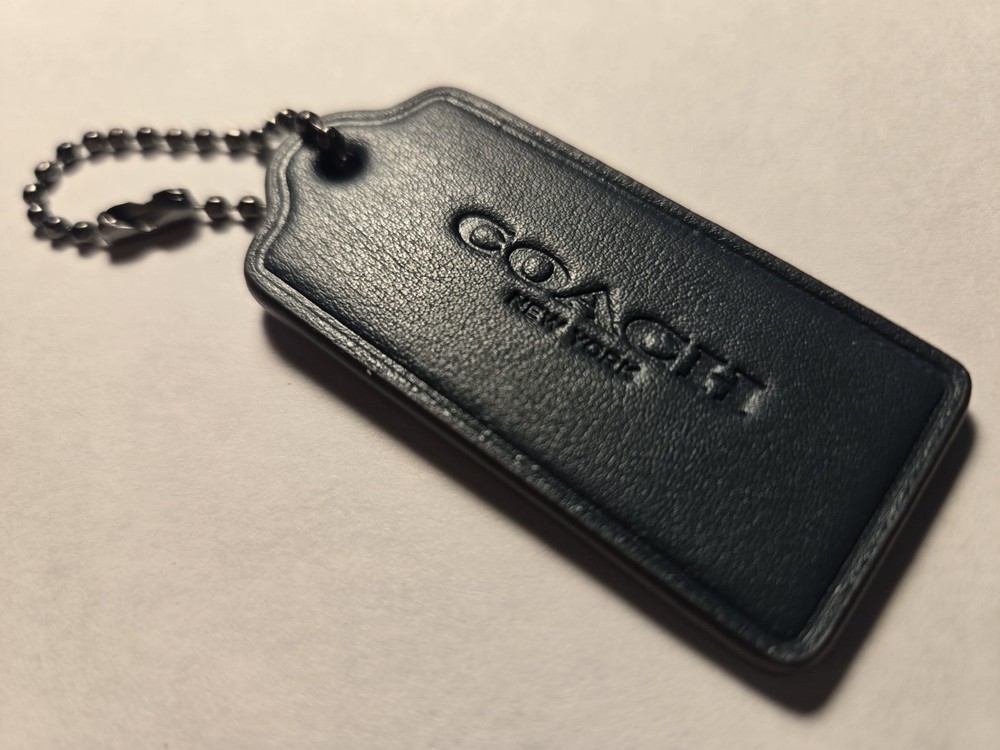 Coach green leather hang tag charm for bags and accessories  