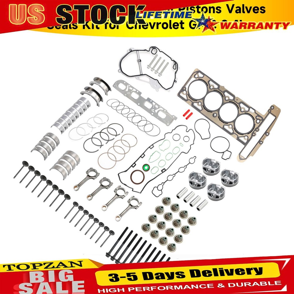 Chevrolet GMC 2.4L Engine Rebuild Kit with Pistons Valves Seals
