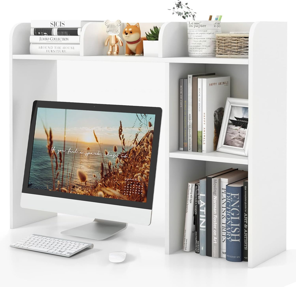Tangkula Desktop Bookshelf, Countertop Storage Hutch with 5 Shelves for Computer
