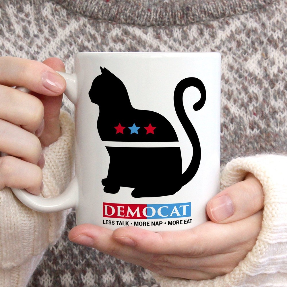Funny Cat Mug  Democat Cat Owner Gift Funny Coffee Mug Political Humor Mug Cat