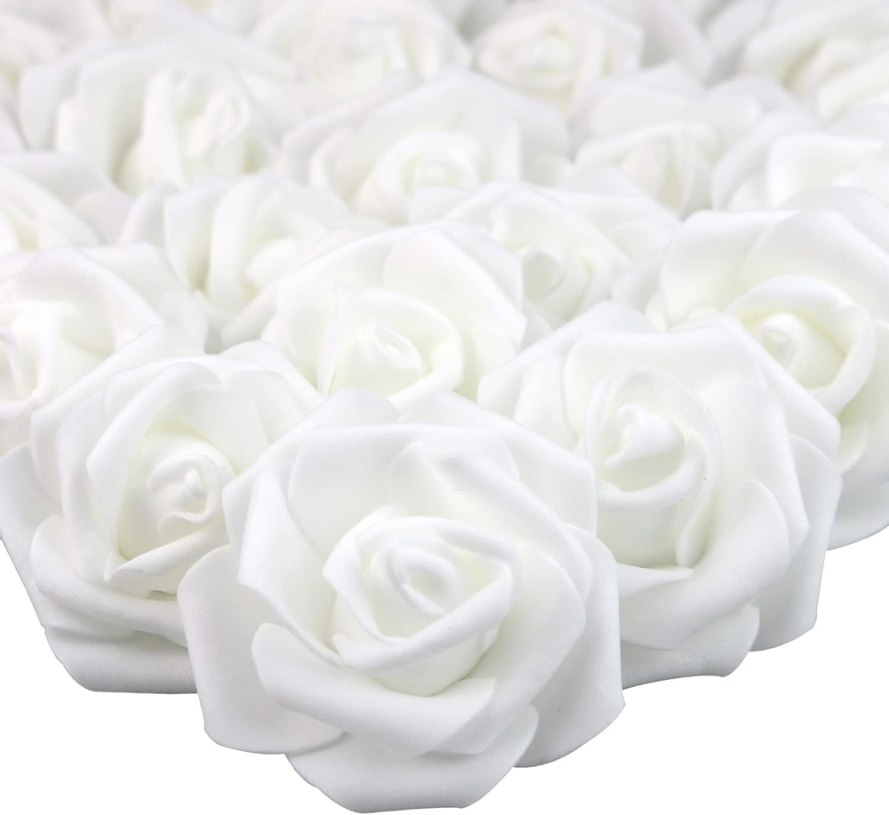 100Pcs 3 X 1.6 X 3 Inches DIY Real Touch 3D Artificial Foam Rose Head without St