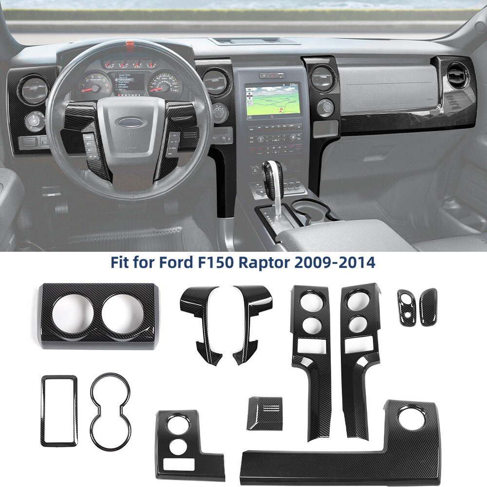 Carbon Fiber Interior Steering Wheel Dash Trims for Ford F150 Raptor 2009-2014