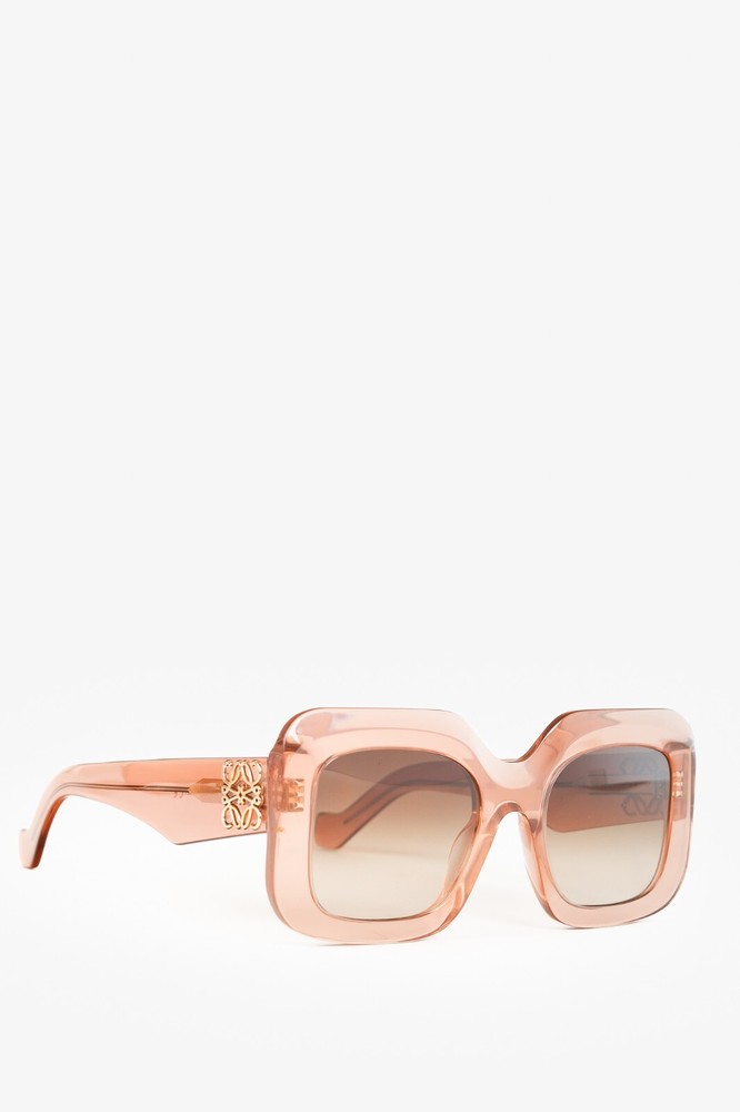 Loewe Golden Anagram Rectangle Transparent Rose Pink Sunglasses