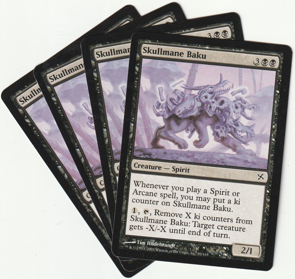 4x MTG Skullmane Baku Black Creature Playset BOK/EN NM/EX Condition