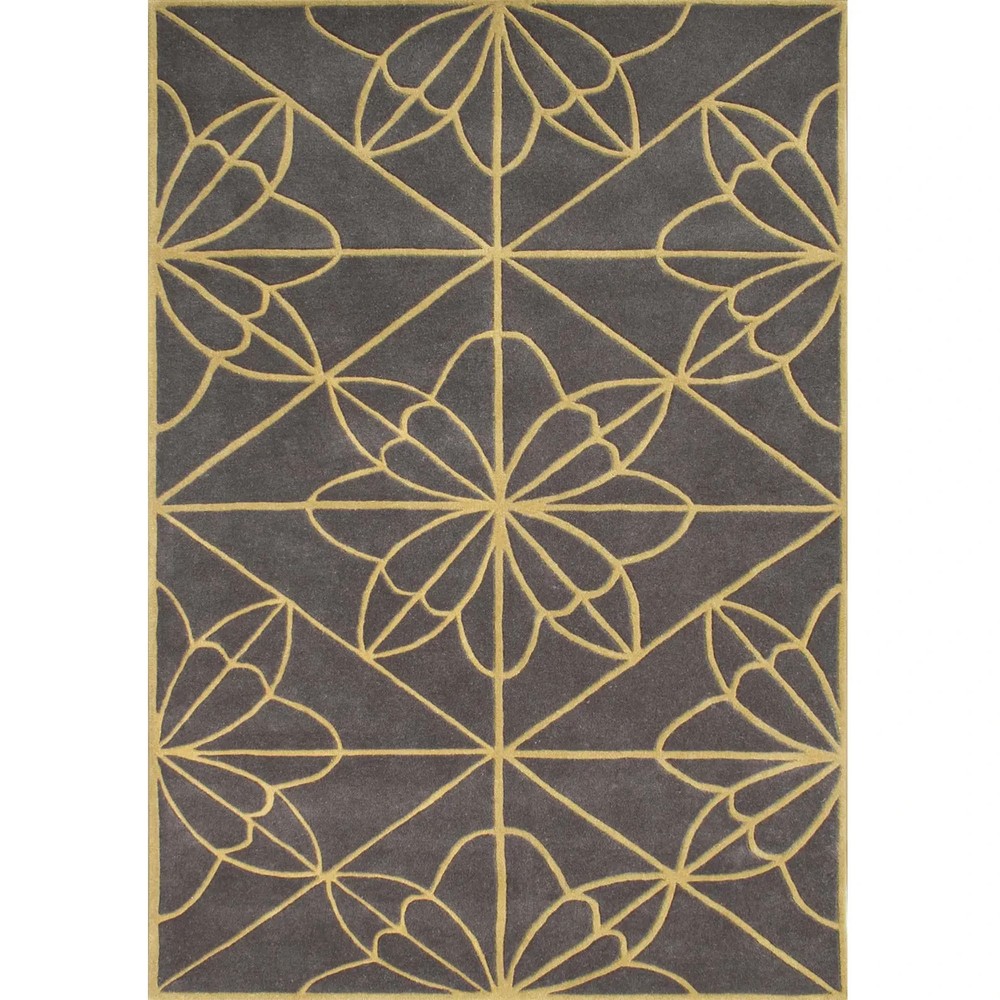 Hand-Tufted Geometric Floral Rug: Modern Gray Floor Decor