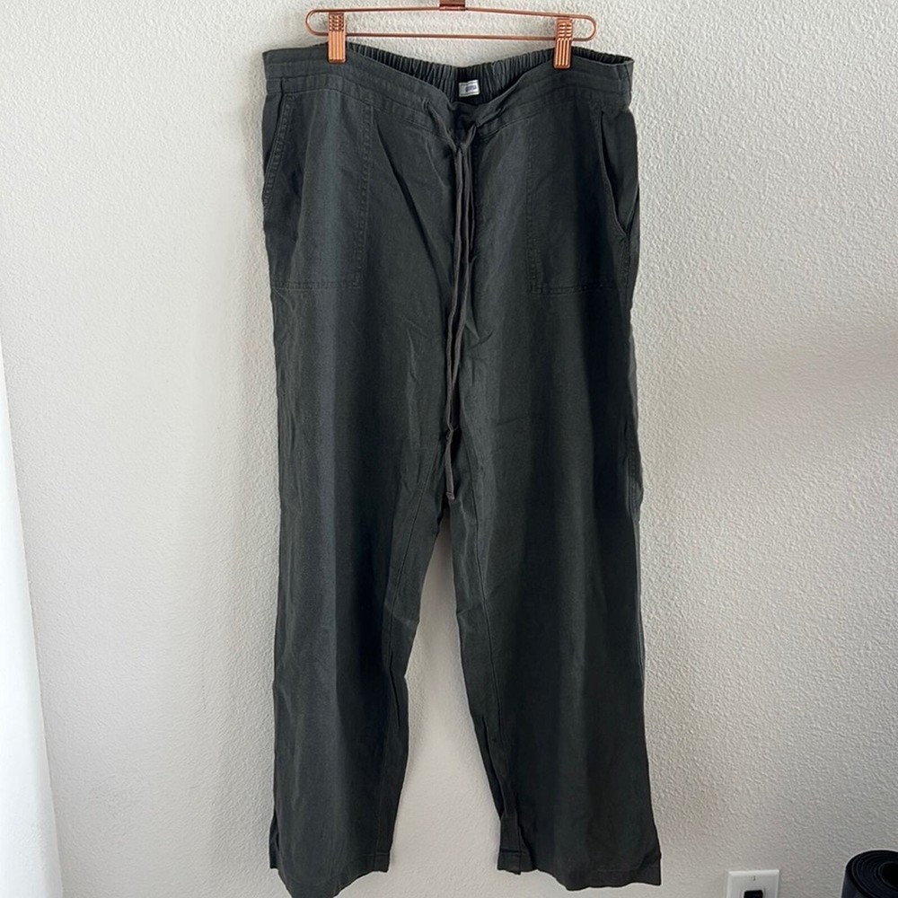 Susina Gray Linen Wide Leg Pants Lagenlook Boho Coastal Large