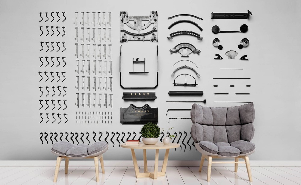 3D Typewriter Parts Close-up Wall Murals Wallpaper Murals Wall Sticker