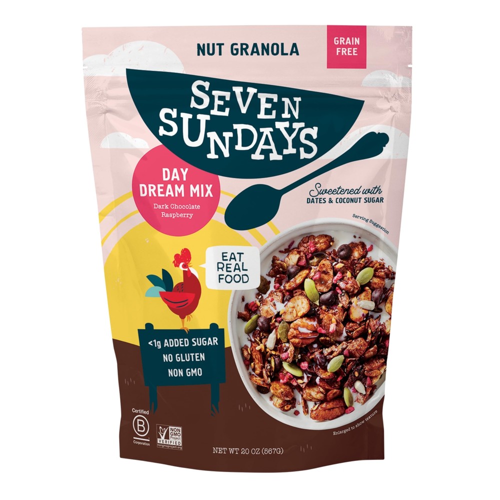 Seven Sundays Nut Granola Cereal Day Dream Dark Chocolate Raspberry 20 Oz Bag...