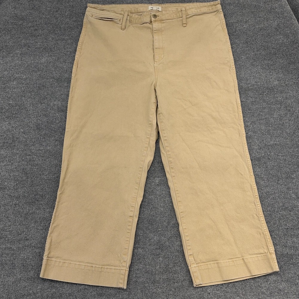 Madewell Pants Womens 37T Khaki Tan Emmett Wide-Leg Crop High Rise Jeans 45x27.5