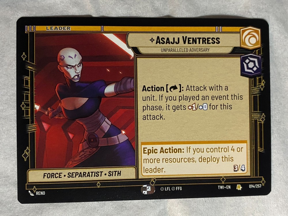 STAR WARS UNLIMITED TCG ToR ASAJJ VENTRESS Rare Card NM