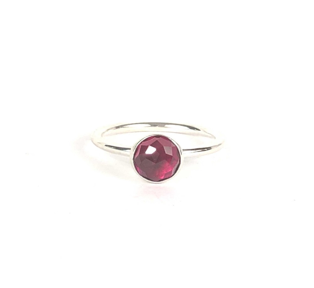 Pandora ALE July Droplet Ring 925 Silver Red Stone Stackable Size 4.25
