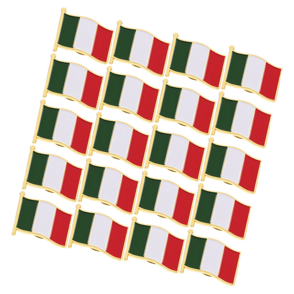 20Pcs Italy Flag Metal Pin Badges Italian National Flag Lapel Pins